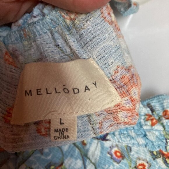 MELLODAY FLORAL PRINT DALTON SLEEVE TOP, SIZE Large - Picture 3 of 9